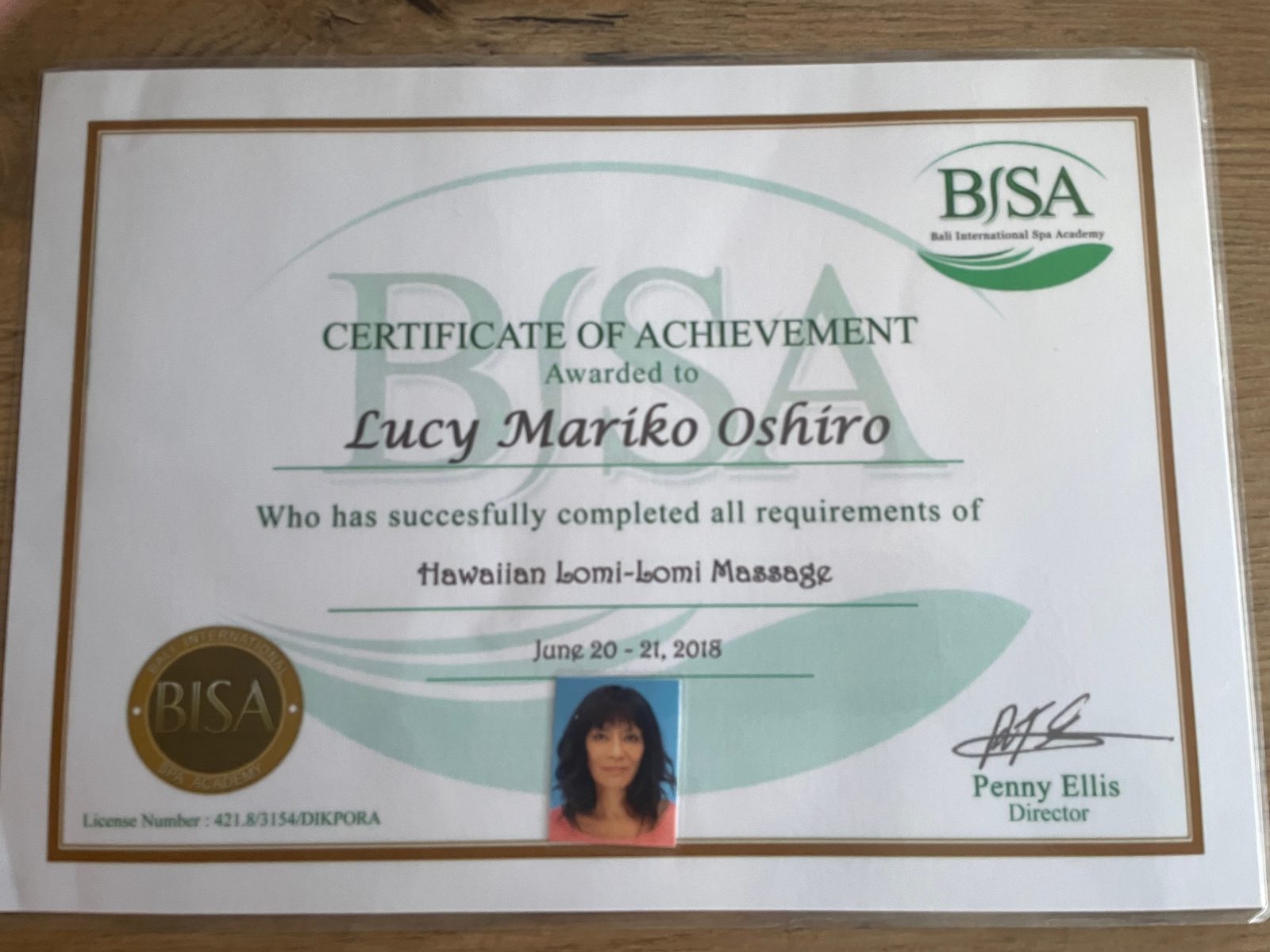 Certificaat Oshiro massage